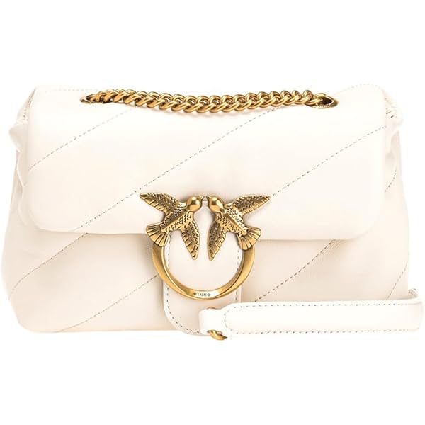 Pinko Contemporary, Z14q_Bianco Seta-Antique Gold: Handbags